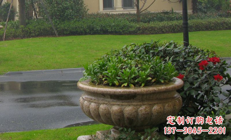 武汉别墅景观大理石花盆石雕 (4)