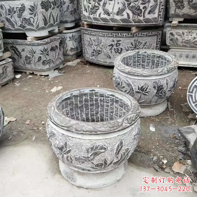 武汉别墅水缸石雕塑