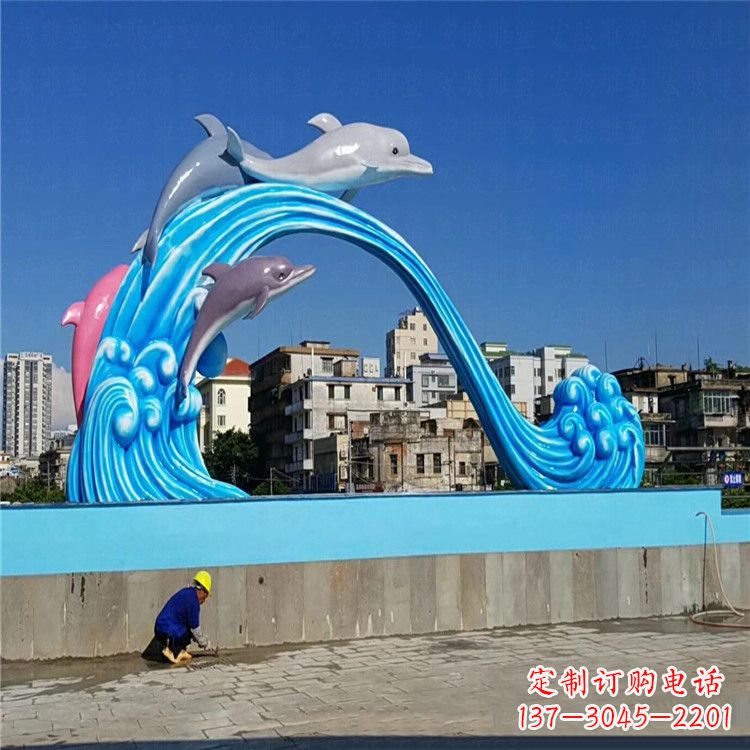 武汉玻璃钢大型海豚雕塑游泳馆游乐场的精彩缤纷