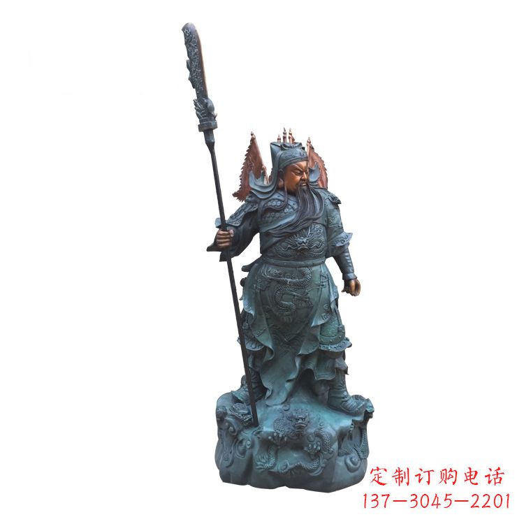 武汉玻璃钢仿铜彩绘关公像精美雕塑艺术品