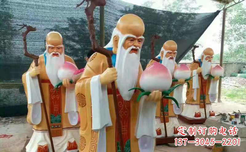 武汉玻璃钢宗教庙宇神像彩绘老寿星雕塑