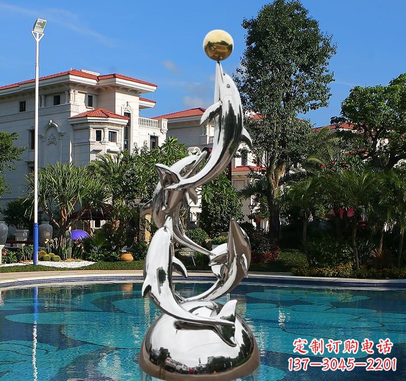 武汉不锈钢海豚雕塑精美绝伦