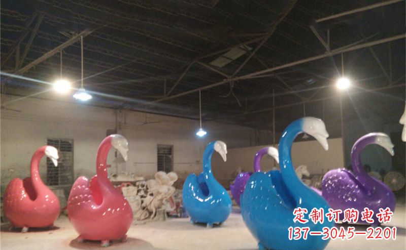 武汉不锈钢彩色天鹅动物雕塑