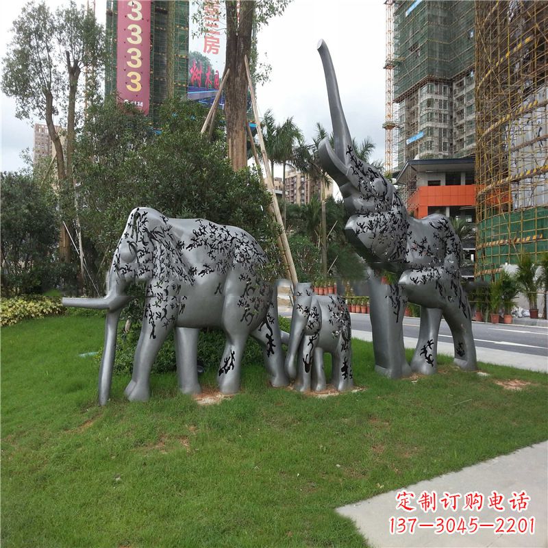 武汉不锈钢大象雕塑小区园林的精美装饰