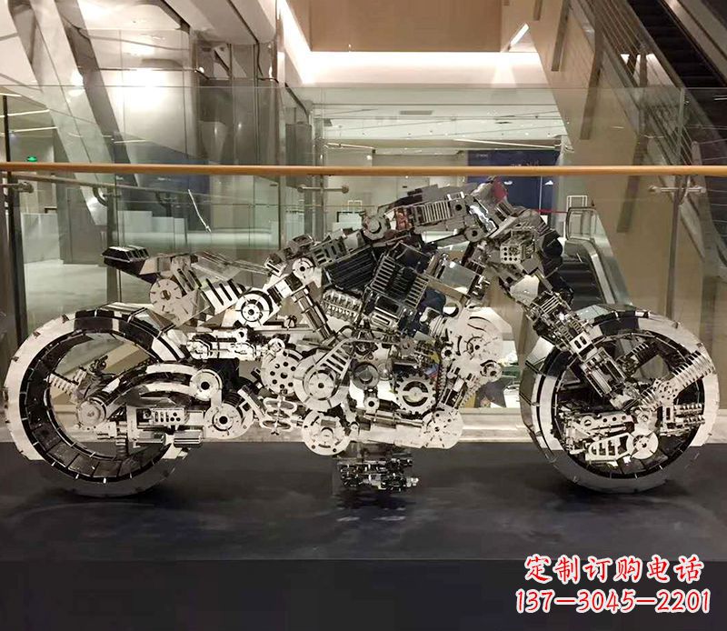 武汉不锈钢摩托车雕塑精美外形、优质材质