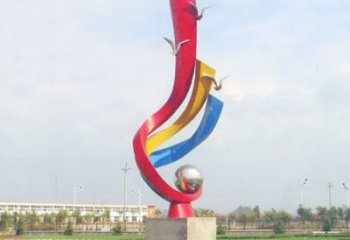 武汉不锈钢彩色海鸥海浪雕塑——美丽传承