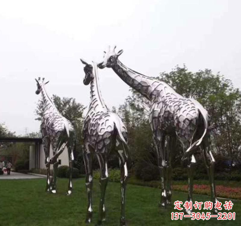 武汉精美的不锈钢大型长颈鹿雕塑