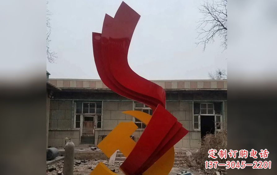 武汉不锈钢党徽雕塑——为共产主义奠基