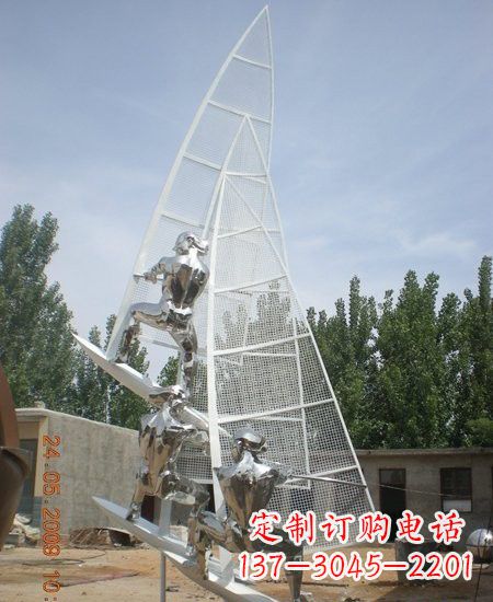 武汉海上航行不锈钢帆船雕塑