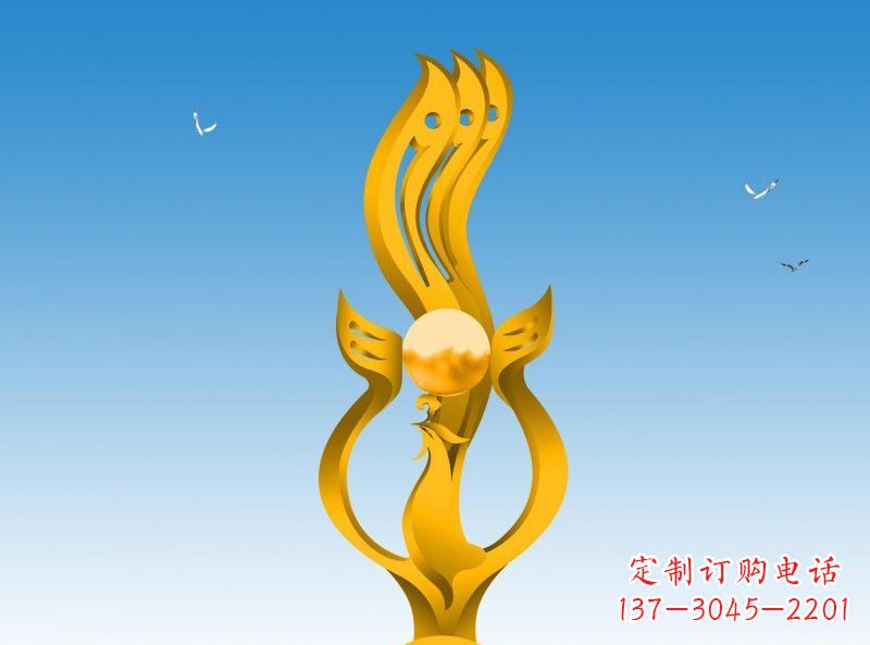 武汉不锈钢凤凰雕塑灿烂外形,精美艺术