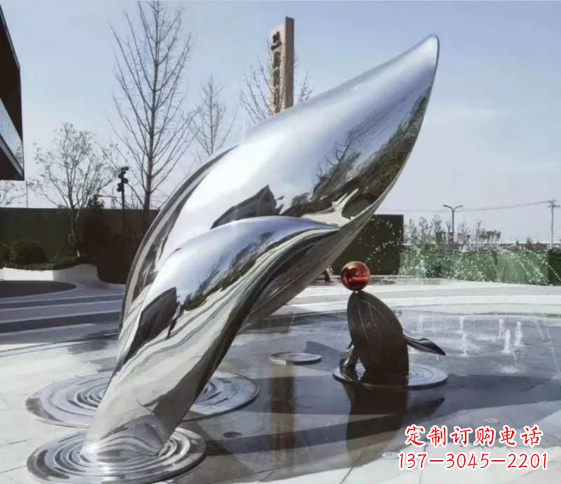 武汉精美不锈钢海豚雕塑