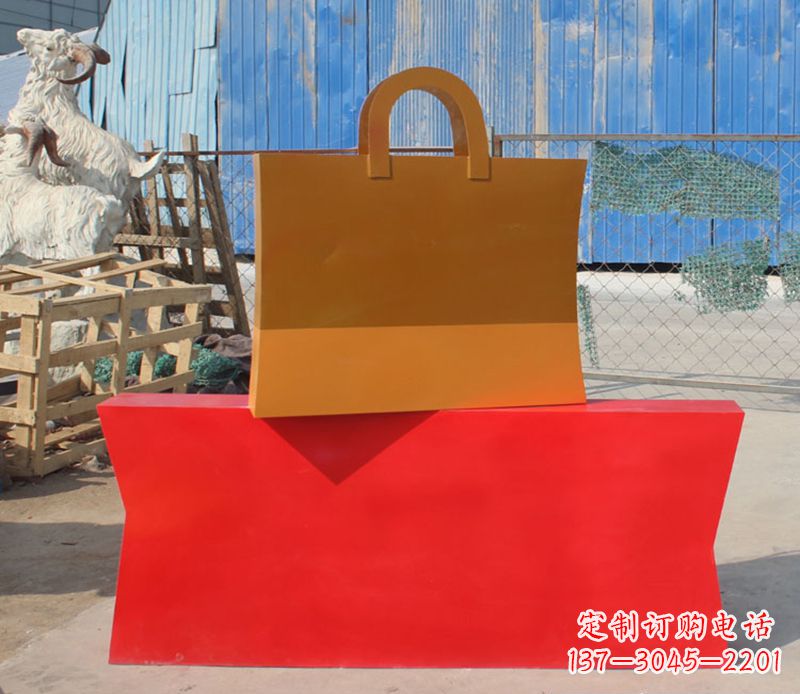 武汉精美不锈钢购物袋雕塑