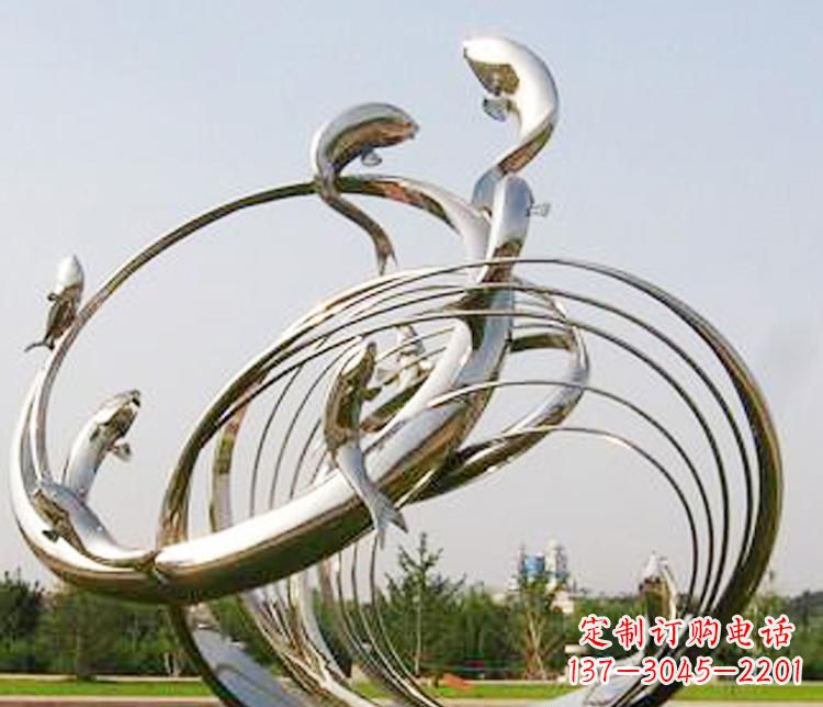 武汉不锈钢海豚雕塑美丽而又神秘