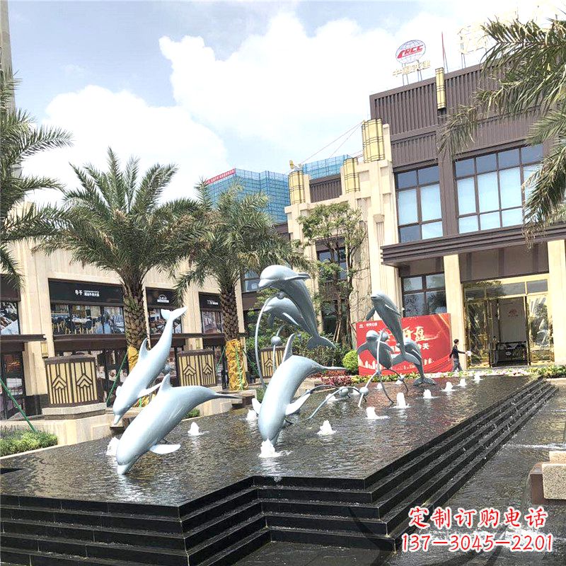 武汉精美海豚喷泉,点缀城市企业街道