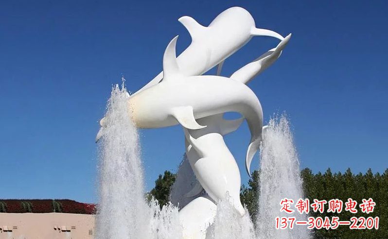 武汉不锈钢海豚喷泉雕塑传递海豚的美丽