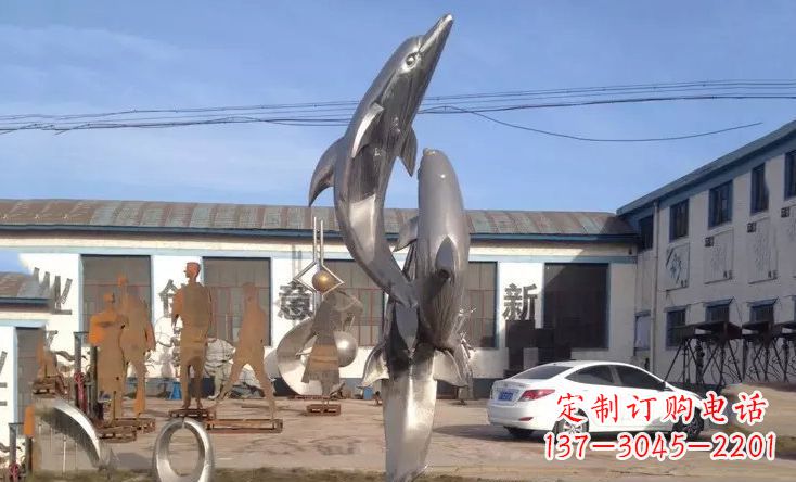 武汉不锈钢海豚嬉戏雕塑精美的艺术视觉
