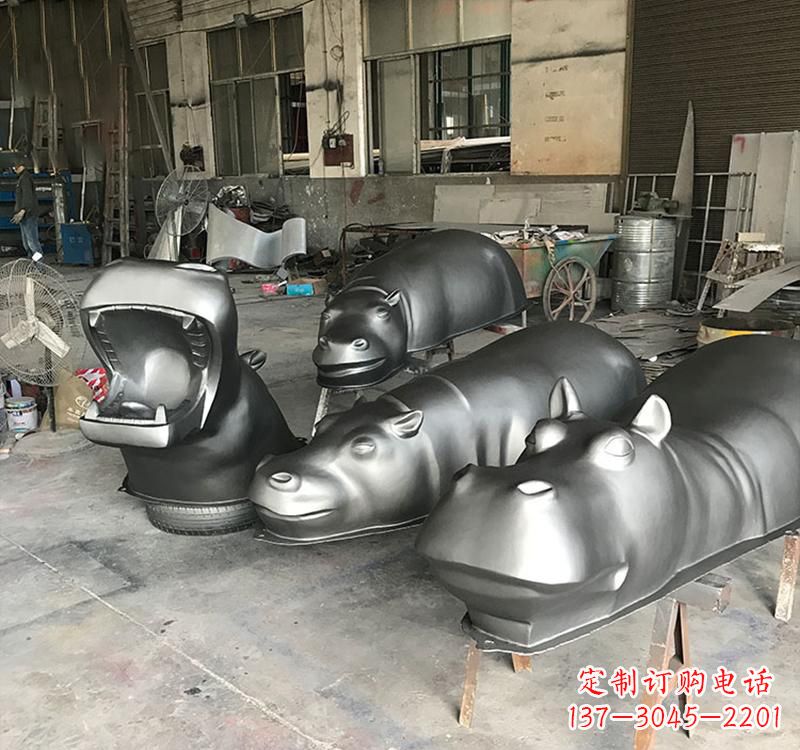 武汉静态之美22英寸不锈钢河马雕塑