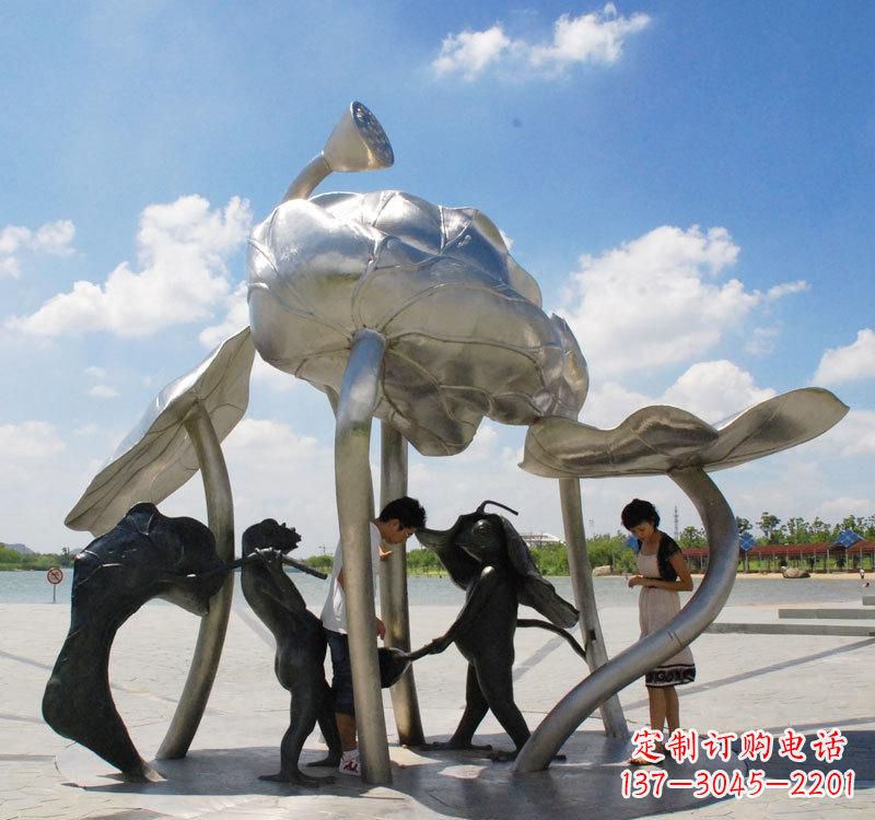 武汉荷花之美——不锈钢荷花广场雕塑