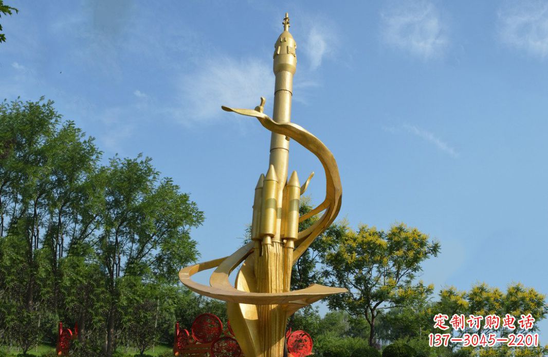 武汉火箭飞向蓝天不锈钢火箭广场景观雕塑