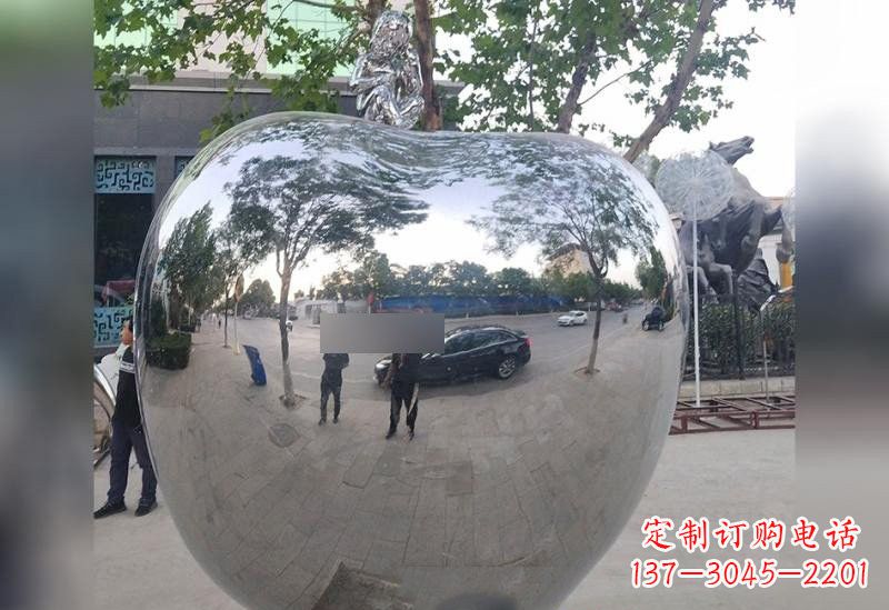 武汉不锈钢景区镜面苹果雕塑