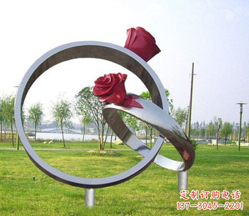 武汉不锈钢玫瑰戒指雕塑