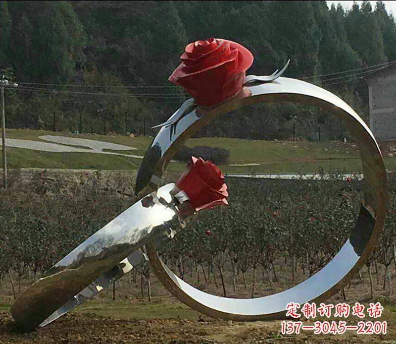 武汉不锈钢玫瑰雕塑精美的艺术珍品