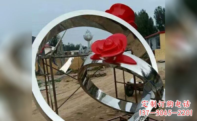 武汉不锈钢玫瑰花戒指雕塑