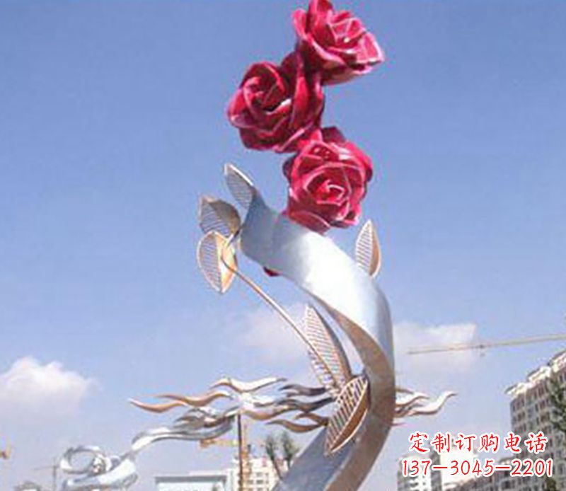 武汉不锈钢玫瑰雕塑精美的艺术品