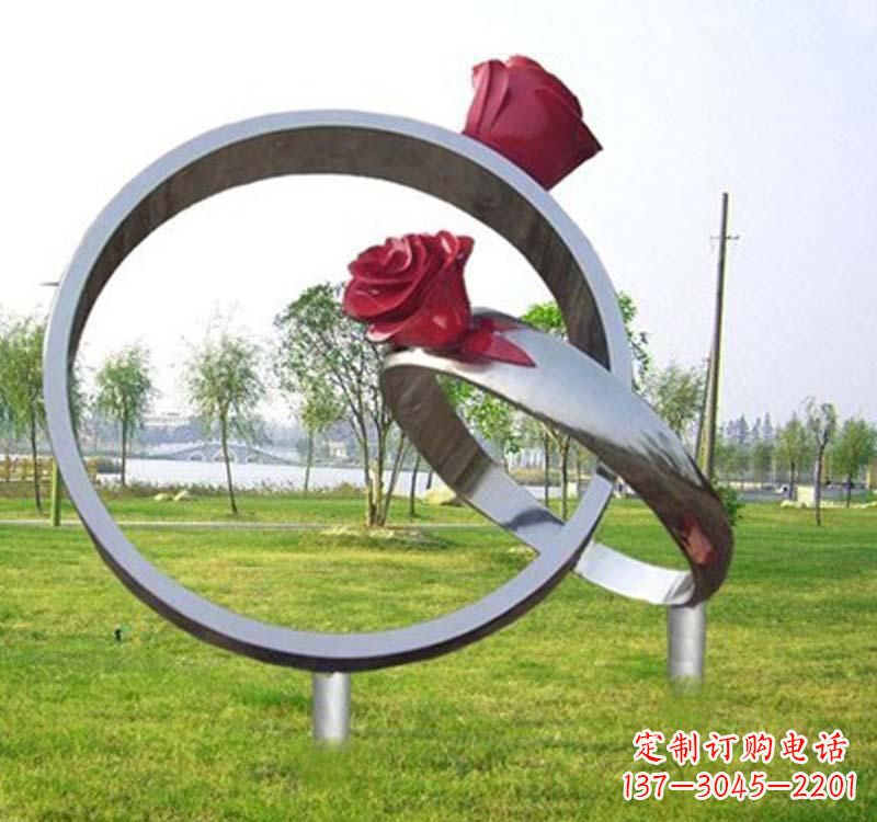 武汉精美不锈钢玫瑰戒指雕塑