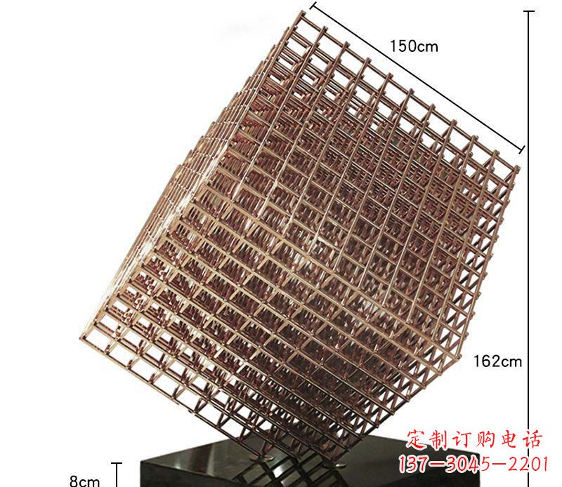 武汉玫瑰金色几何雕塑