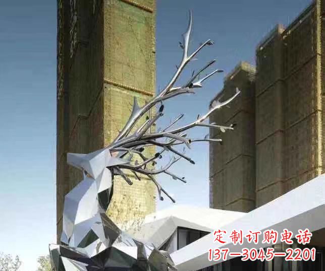 武汉梅花鹿雕塑美丽的景观和动物雕塑