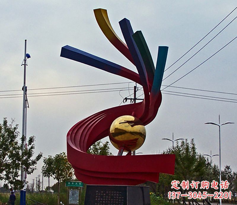 武汉不锈钢飘带雕塑艺术与自然的完美结合