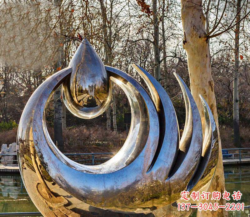 武汉不锈钢水滴雕塑给园林带来流动的美