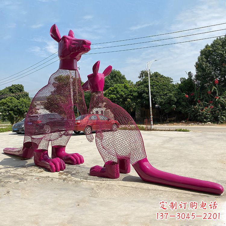武汉不锈钢袋鼠雕塑给公园带来美好景观