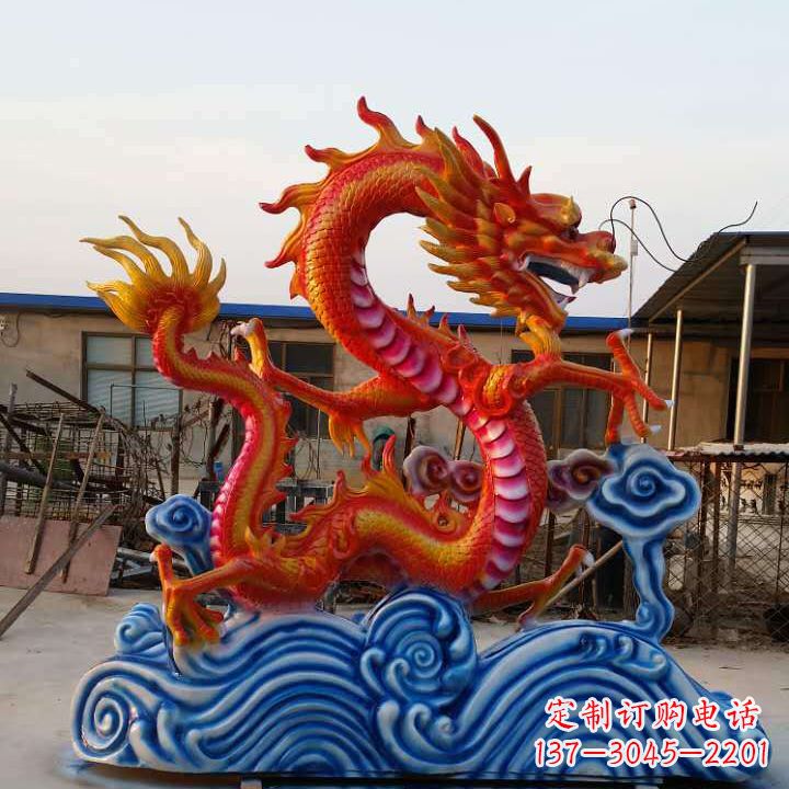 武汉彩绘龙神兽动物铜雕