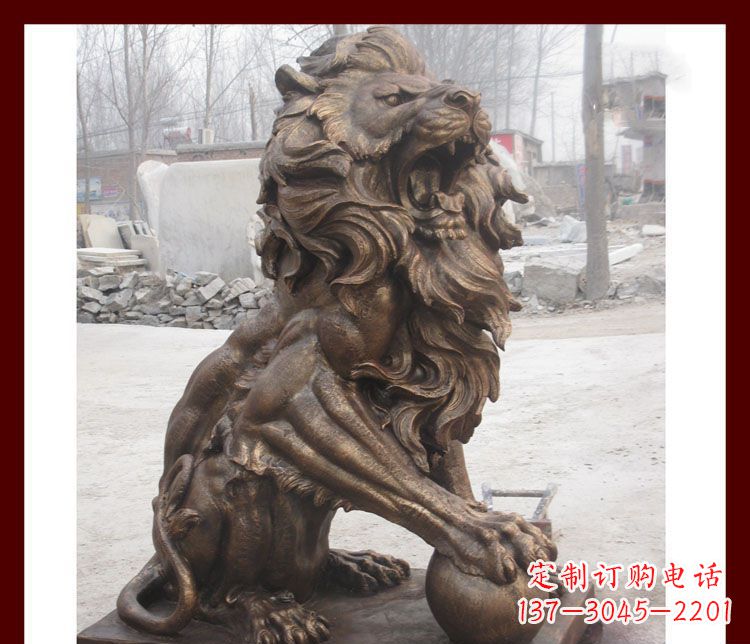 武汉传统工艺——踩球欧式狮子铜雕