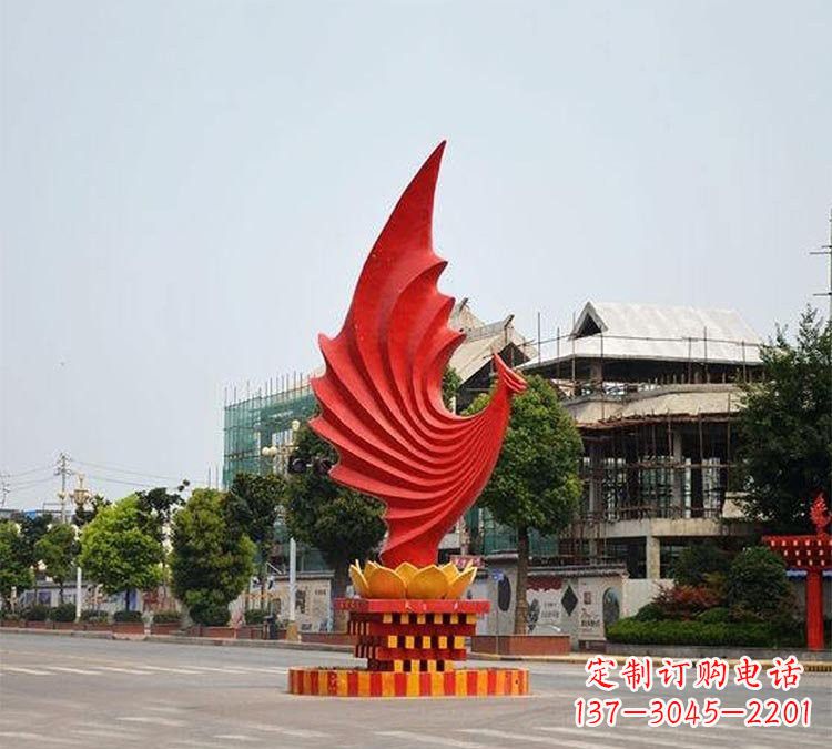 武汉城市街边不锈钢凤凰雕塑
