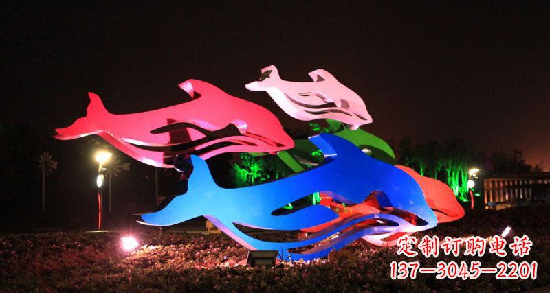 武汉抽象海豚公园不锈钢雕塑