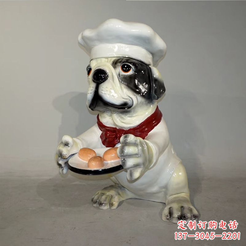 武汉玻璃钢仿陶瓷狗雕塑——以斗牛犬为原型