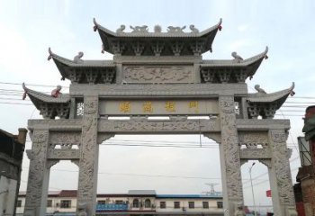 武汉以城市街道为主题的仿古石雕牌楼