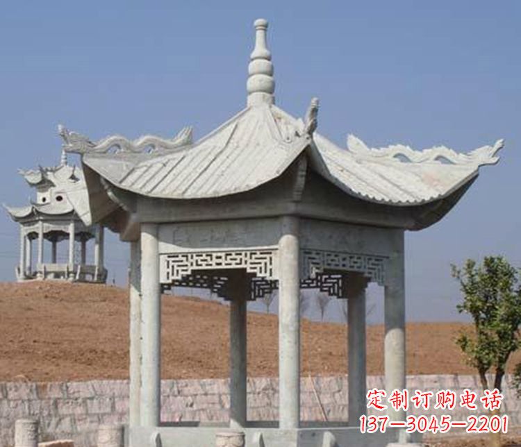 武汉精美大理石六角凉亭石雕