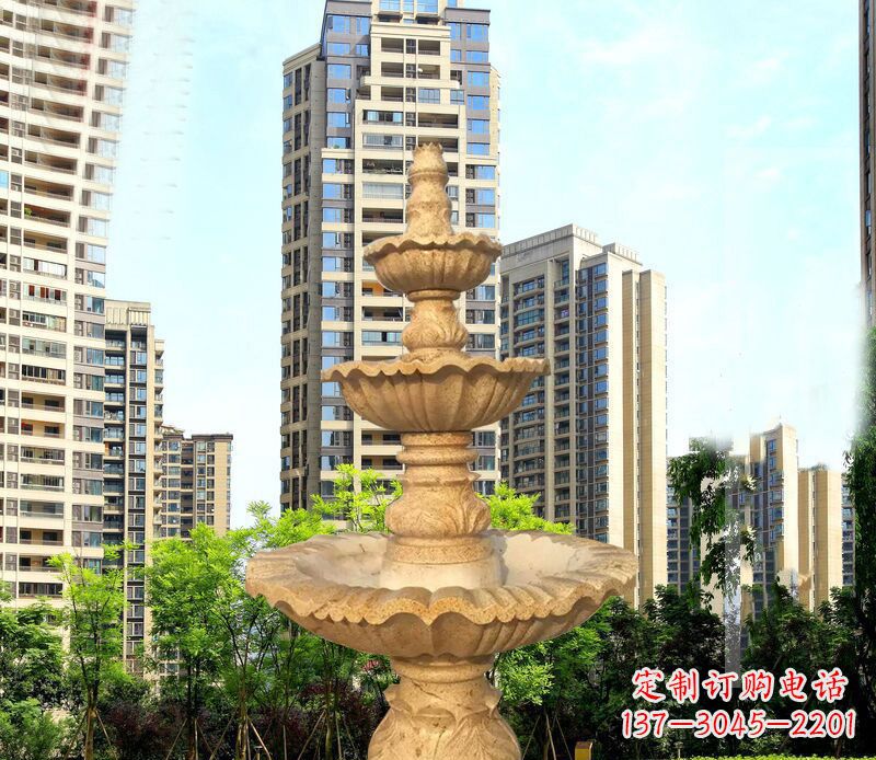 武汉大理石三层喷泉公园石雕 (2)
