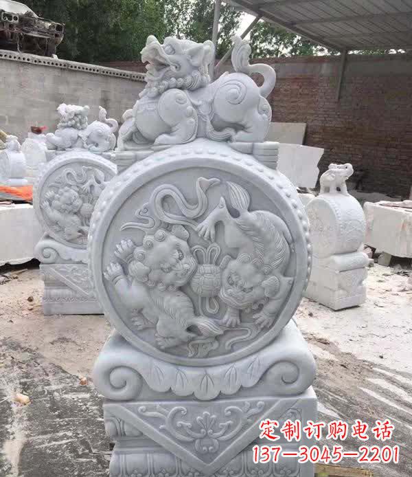 武汉大理石狮子抱鼓石雕塑