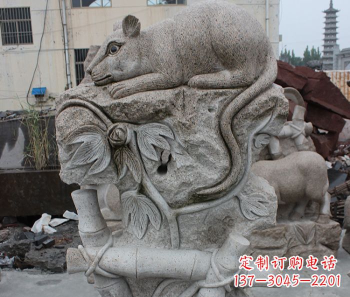 武汉大理石生肖鼠石雕