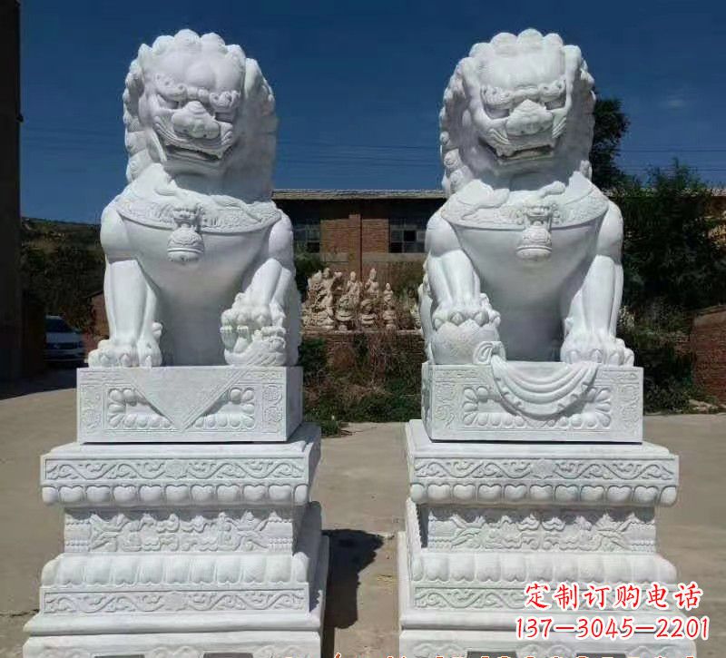 武汉大理石狮子石雕,雕塑定制精美狮子