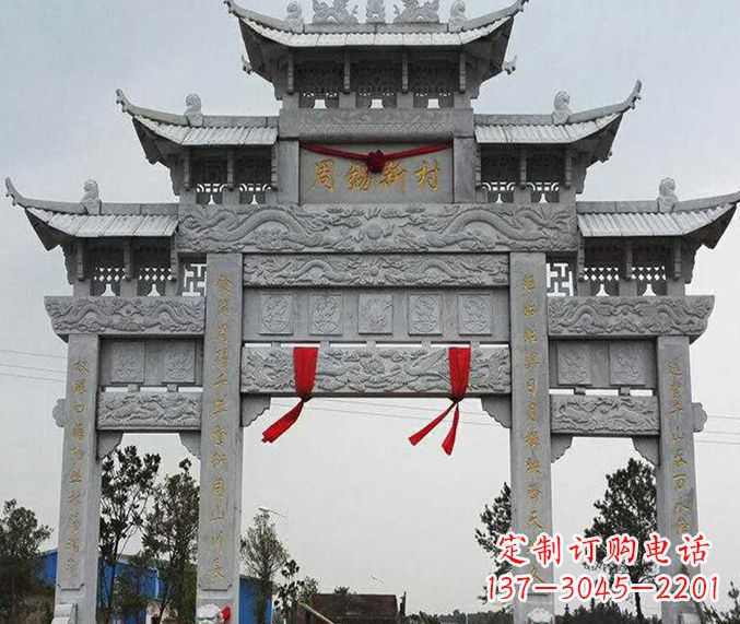 武汉精美石雕牌坊雕塑