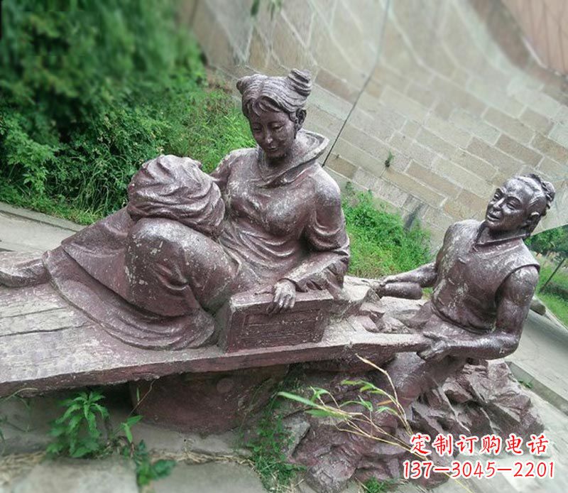 武汉传统风格高雅的独轮车铜雕