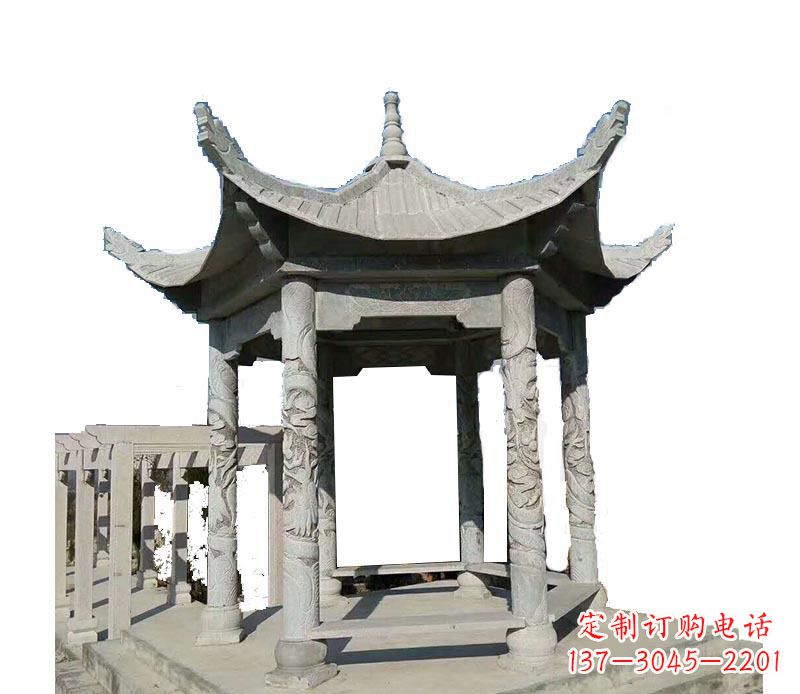 武汉仿古六角凉亭石雕 (10)