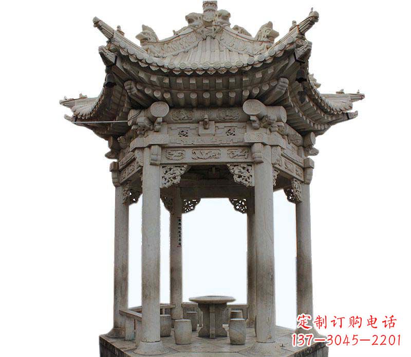 武汉仿古六角凉亭石雕