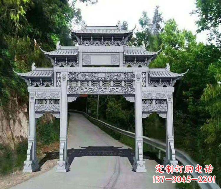 武汉仿古三门牌坊石雕